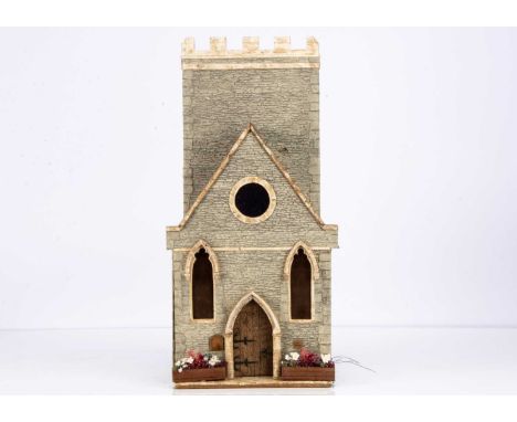 A Jim Hemsley Tigger Pond 1/24th scale modern miniaturist  dolls’ house The Church, front opening to reveal a Harvest festiva