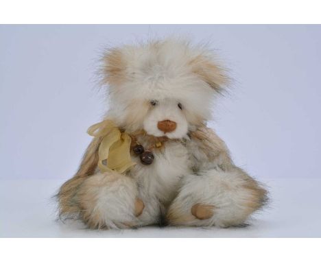 A Charlie Bears Lauren Panda bear, designed by Isabelle Lee, cream with light brown and black tipped  long plush --15in. (38c