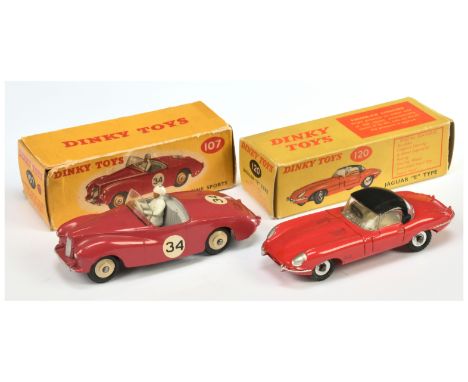 Dinky Toys 107 Sunbeam Alpine Sports - Cerise body, grey interior with figure, silver trim and light beige rigid hubs plus 12