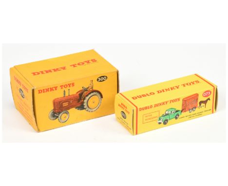 Dinky Toys Empty boxes A Pair - (1) 300 (27A) Massey Harris Tractor - Yellow and Red carded box with harder to find (dual num