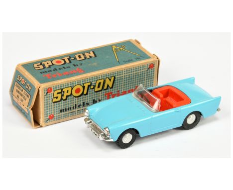 Triang Spot On 191 Sunbeam Alpine Sports Convertible - Light blue body, red interior with black steering wheel, chrome trim a