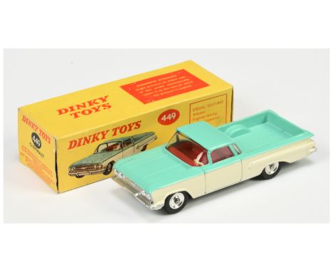 Dinky Toys 449 Chevrolet EL Camino Pick-Up - Two-Tone Turquoise and cream, red interior, silver trim and spun hubs - Excellen