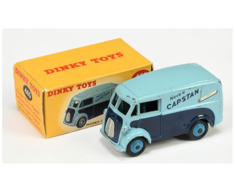 Dinky Toys 465 Morris Commercial "Have a Capstan"&nbsp; - Two-Tone blue, mid-blue rigid hubs and silver trim - Good in a Good