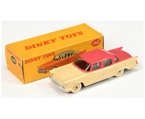 Dinky Toys 180 Packard Clipper Sedan - Two-Tone Cerise and light beige including rigid hubs with white treaded tyres, silver 