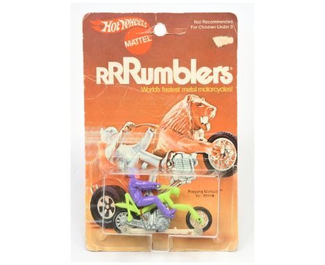 Mattel Hot Wheels RRRumblers 6644 Preying Menace - Lime green body with purple rider and hat, with Guide - Near Mint on a Goo