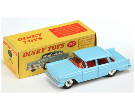 Dinky Toys 177 Opel Kapitan - Light blue body, red interior, silver trim and spun hubs - Excellent Plus in a Excellent yellow