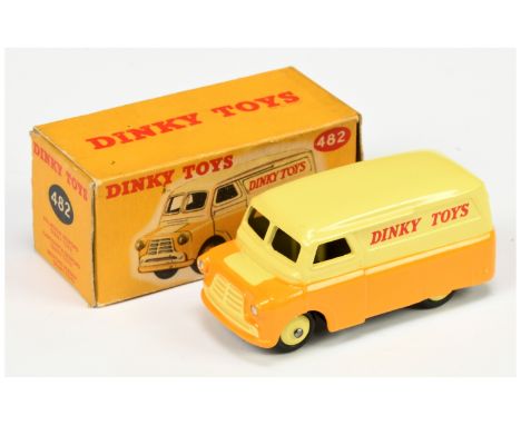 Dinky Toys 480 Bedford "Dinky Toys" Van - Two-Tone Yellow with rigid hubs and silver trim - Excellent plus in a Good to Good&