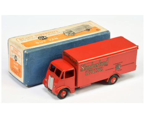Dinky toys 514 Guy (type 1)&nbsp; "Slumberland" Van - Red including rigid hubs and silver trim - Good to Good Plus in a Good 