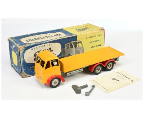Shackleton Model FG6 Flat Truck - Yellow cab &amp; Back, Red mudguards, pale grey chassis with clockwork motor and Rear cab "