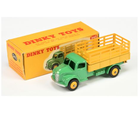 Dinky Toys 343 Dodge Produce Wagon - green cab and chassis, yellow stake back and rigid hubs with treaded tyres, silver trim 