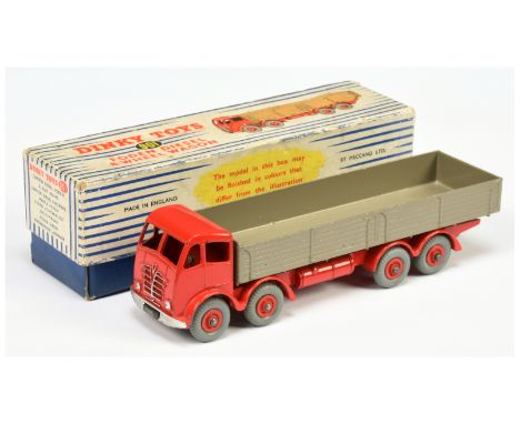 Dinky Toys 901 Foden (type 2) 8-Wheeled Diesel Wagon - Red cab, chassis and supertoy hubs with grey tyres,light fawn back, si