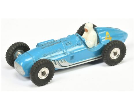 Dinky Toys Unboxed 230 Talbot-Lago Racing Car - Mid-blue body, silver trim, figure driver, yellow racing No.4 and harder to f