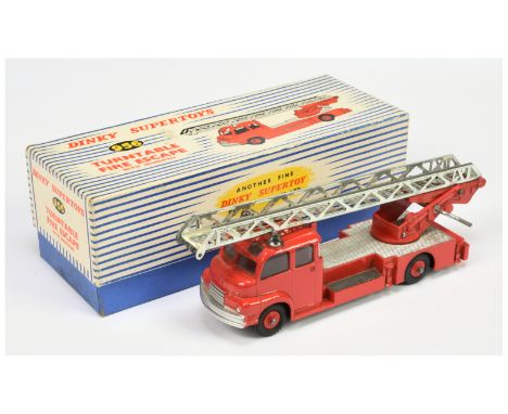 Dinky Toys 956 Turntable Fire Engine - Red including plastic hubs, silver trim and platform, chrome ladders and with windows 