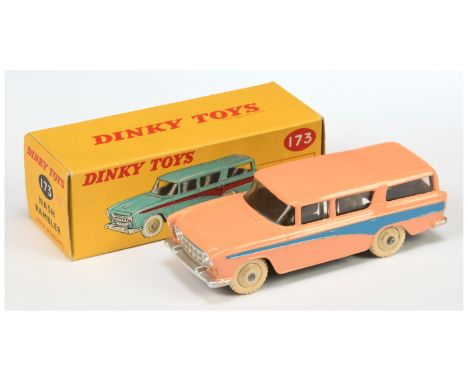 Dinky Toys 173 Nash Rambler - Peach body, mid-blue side flashes, silver trim and light beige rigid hubs with white treaded ty