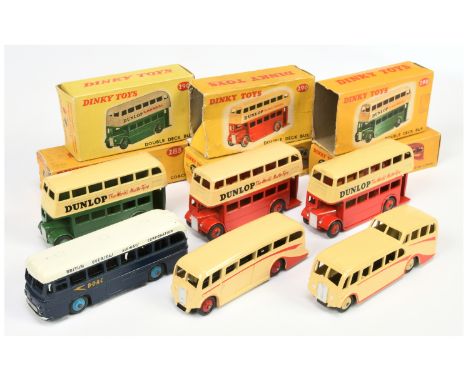 Dinky Toys Group Of Buses To Include 280 Observation Coach, 281 Luxury Coach, 3 X 290 Double Decker (all different varations)