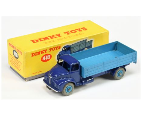 Dinky Toys 418 Leyland Comet With Hinged Tailgate - Two-Tone blue, supertoy hubs with grey tyres, and silver trim - Good Plus