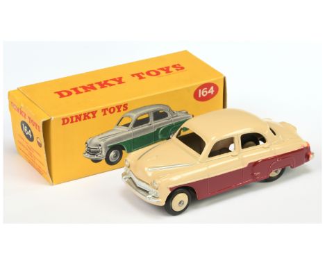 Dinky Toys 164 Vauxhall Cresta Saloon - Two-Tone Maroon, light beige including rigid hubs, silver trim and bonnet flashes - G