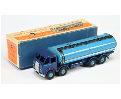 Dinky Toys 504 Foden (type 1) Tanker -Two-Tone blue, silver trim and side flashes, rigid hubs, black gantry and ladder and wi