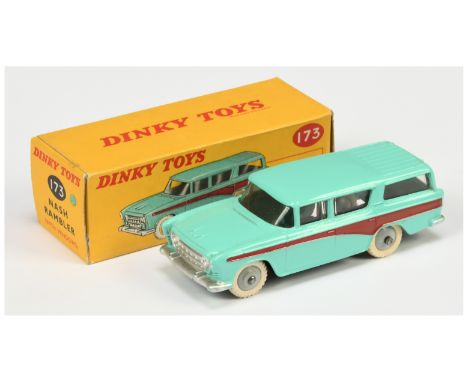 Dinky Toys 173 Nash Rambler - Turquoise body, maroon side flashes, silver trim and grey rigid hubs with white treaded tyres -