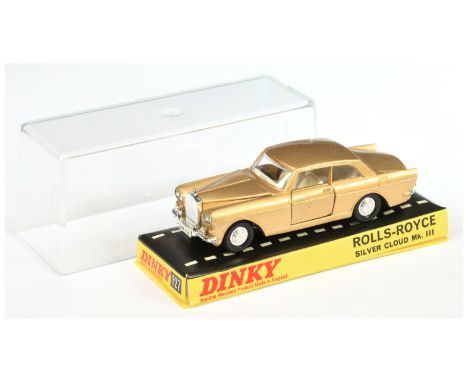 Dinky Toys 127 Rolls Royce Silver Cloud - Gold body, white interior, bare metal base, chrome trim and cast spun hubs - Excell