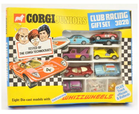 Corgi Toys Juniors 3020 "Club Racing" Gift Set To Include 7 Pieces - Ford Capri (Rare Un-Listed Colour Light Blue &amp; White