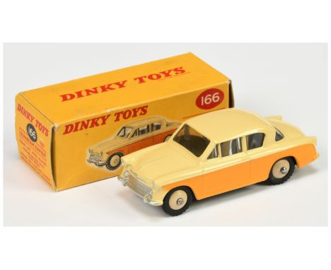 Dinky Toys 166 Sunbeam Rapier Saloon - Two-Tone Cream and deep yellow, light beige hubs and silver trim - Excellent Plus in a