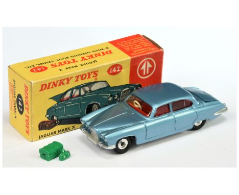 Dinky Toys 142 Jaguar Mark X Saloon - Steel Blue body, red interior, silver trim, spun hubs and correct small and large green