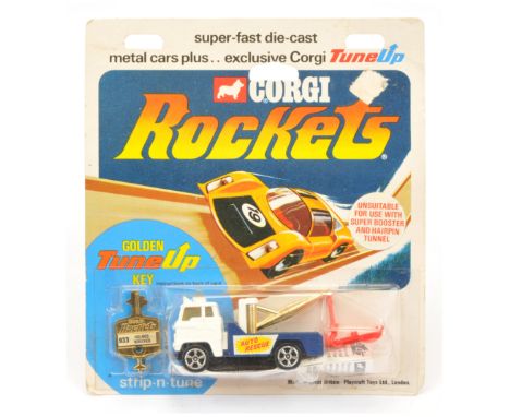 Corgi Toys Rockets D933 Ford Holmes Wrecker - White, blue, gold booms, red plastics with Instruction leaflet and key - Near M