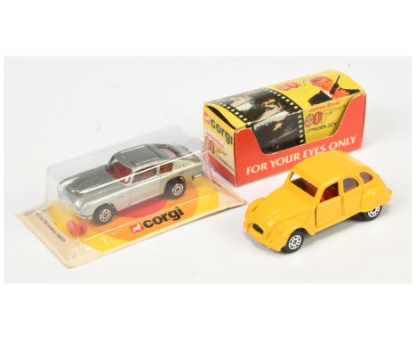 Corgi Juniors "James Bond" A Pair (1) 40 Aston Martin DB5 - Metallic silver, red interior - Mint in a Excellent Plus bubble p