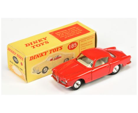 Dinky Toys 185 Alfa Romeo 1900 Super Sprint - Red, off white interior, silver trim and spun hubs - Good Plus in a Good yellow