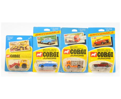 Corgi Toys Juniors Group Of 4 To Include - (1) 25 S &amp; D Refuse Truck - Orange cab and chassis, chrome back, (2) 28 Ford W