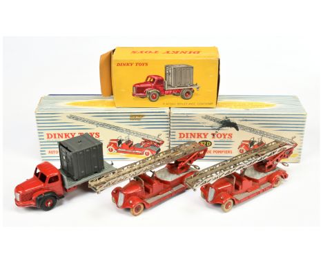 French Dinky Toys 32D Delahaye Auto- Echelle DE Pompiers (A Pair) - Red including convex hubs with white smooth tyres, silver