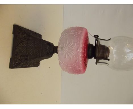 Oil lamp with Burmese style glass reservoir 