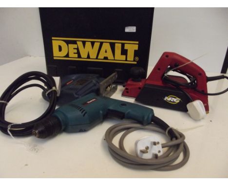 Various power tools to inlcude a DeWalt drill case (empty)