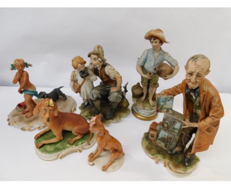 Capo di Monte - a collection of figures to include Sadness Dog with certificate; Girl &amp; Dog with certificate; First Day a