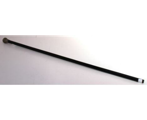 An Edwardian silver mounted "Boys Life Brigade" swagger stick / cane, with ebonised wood and silver top with badge and engrav