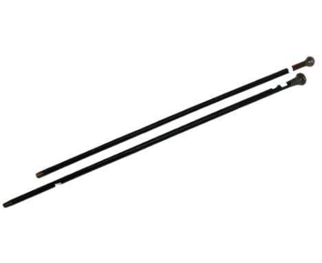 An Edwardian silver topped ebonised wooden walking stick / cane, London, 1904, approx. 90cm long, together with a George V si