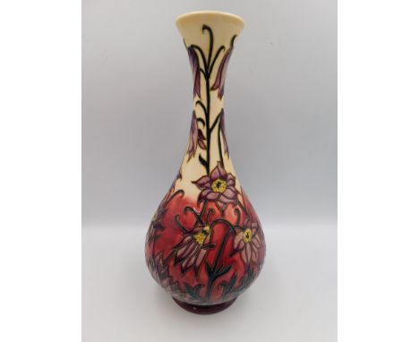 A Moorcroft vase in the Pasque design by Philip Gibson, approximate height 30cm, First quality and&nbsp;in good condition wit