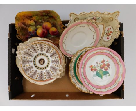 A collection of 19th Century porcelain items to include Royal Crown Derby plates of different patterns including Royal Antion