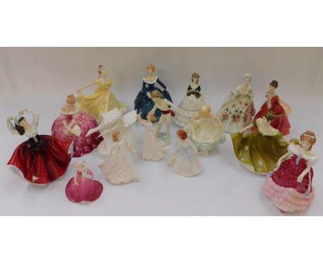 A collection of Royal Worcester and Royal Doulton lady figures.
