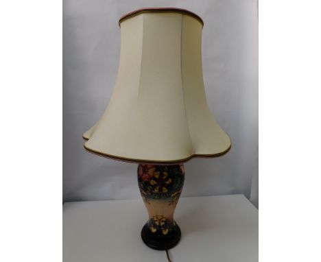 A Moorcroft lamp in the Oberon design by Rachel Bishop with shade, ceramic portion approximate height 30cm , 1st Quality,&nbs