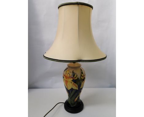 A Moorcroft lamp in the Windrush design by Debbie Hancock with shade, ceramic portion approximate height 30cm , 1st Quality,&