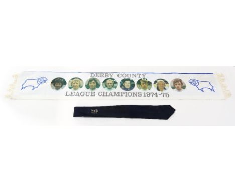 Derby County 1975 champions scarf along with a division 2 champions 68/9 tie.