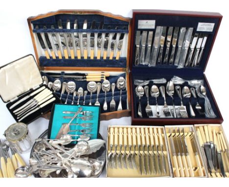 Two part canteens of cutlery comprising an Arthur Price &amp; Co example; a later Viners example, first in oak case, other ma