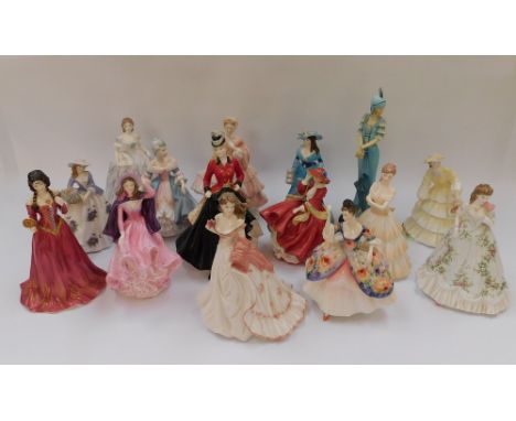 A large collection of Worcester Royal Doulton and Coalport lady figures, some with certificates, all made in England, 15 in a