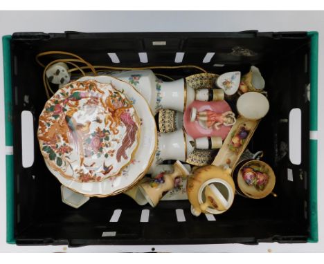 A collection of mixed ceramics to include; Royal Crown Derby Old Avesbury plates; Posies pattern plates; 8687 Crown Derby Ima