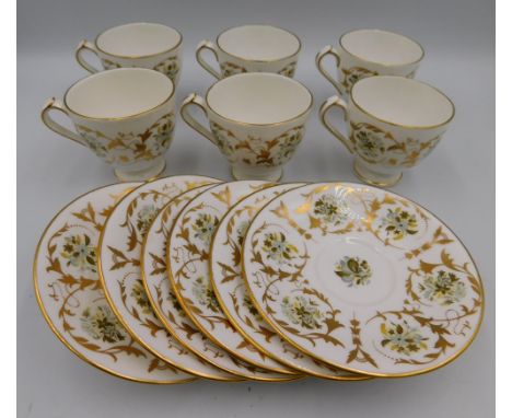 Six Royal Crown Derby porcelain Spring Garden cups and saucers (all first quality)