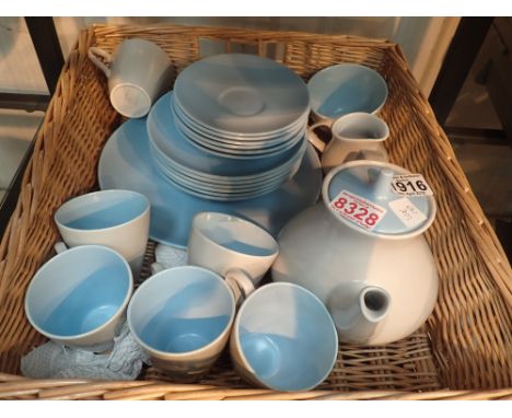 Poole six service blue and mushroom tea service