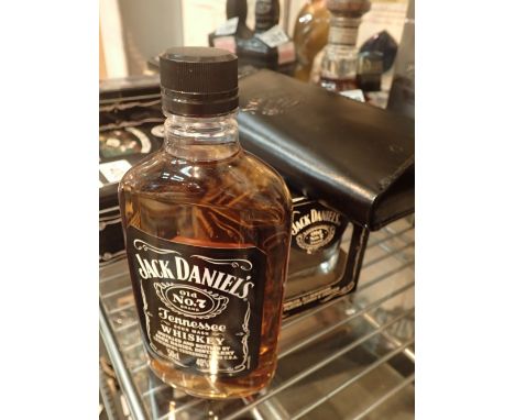 50cl bottle of Jack Daniels No7 whisky matching boxed glass with poker playing cards and a Jack Daniels wallet with hip flask