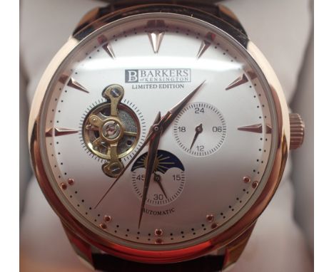 New and boxed Barkers of Kensington gents limited edition skeleton visible movement automatic wristwatch   CONDITION REPORT: 